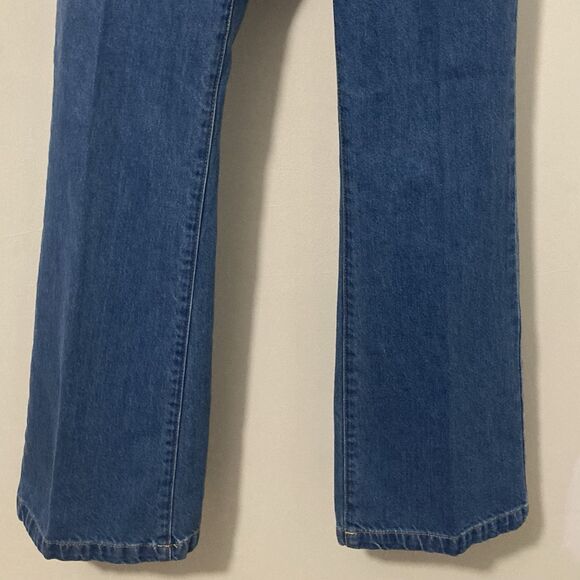 Princess Polly Womens 2 Flare Denim Jeans Mid Rise Blue Med Wash Zip Button Fly - Picture 6 of 12